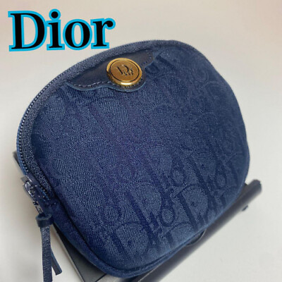 #ad Christian Dior Trotter Compact Wallet Coin Purse Blue Vintage 520 $72.00
