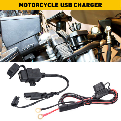 #ad Motorcycle SAE to USB Cable Adapter 3.1A Waterproof Phone USB Charger Socket Kit $12.99