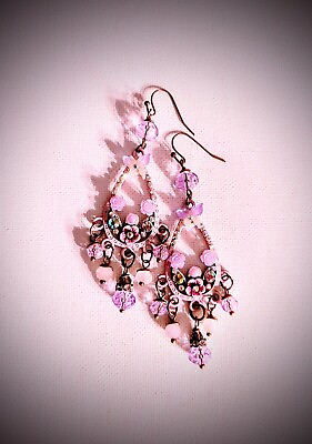 #ad Shabby Chic Whimsical Pink and Lavender Butterfly Artisan Dangle Drop Earrings $15.00