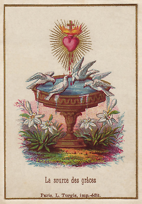#ad Vintage Sacred Heart of Jesus–Source of Grace w Doves–8.5x11quot;–Catholic Art Gift $14.00