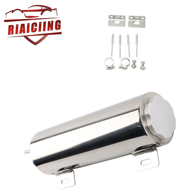 #ad Polished 3quot; X 10quot; Radiator Overflow Tank Bottle Catch Can Stainless Steel $24.49