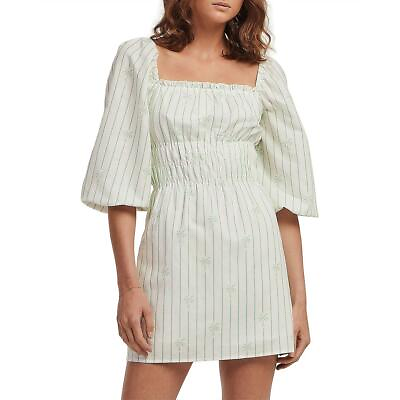 #ad Charlie Holiday Womens Linen Short Puff Sleeve Mini Dress BHFO 2589 $12.99