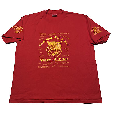 #ad Vintage 90s Single Stitch T Shirt Men’s XL Red Tiger Art High School USA Made $18.99