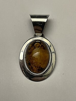 #ad Sterling Silver Amber Pendant 4.3 Grams $20.00