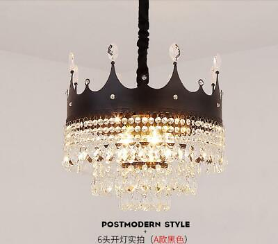 #ad LED Crown Crystal dining room lamp European black gold hall lamp light lighting $305.00