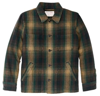#ad Deer Island Ranch Coat 20263412 Dark Tan Sycamore Green Khaki Flannel Jacket CC $99.99