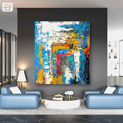 #ad Sale Abstract Caribbean Colors 24quot;H X 18W Framed Canvas Giclee $595 Now $295 $295.00