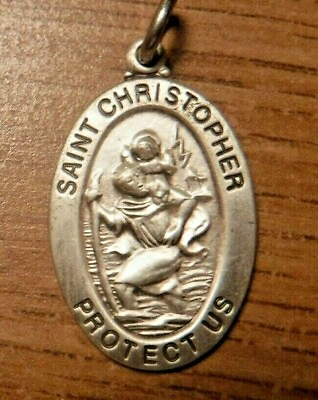#ad St Christopher Sterling Silver Catholic Medal #119 $26.38