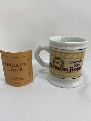 #ad Retro Cresota Flour Coffee Porcelain Mug Cup Franklin Corner Store 1985 $11.95