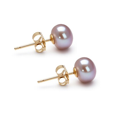 #ad 6 10mm AA Lavender Pearl Earrings Stud Pearl Earrings Sterling Silver Settings $47.99