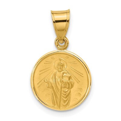 #ad 14K Yellow Gold Satin Solid St Jude Thaddeus Medal Pendant Gift for Mom 1.24g $356.00