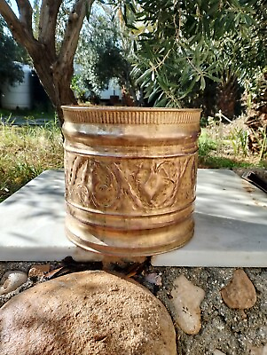 #ad vintage large brass planter pot Hand engravedantique brass planter Free Shippi $89.00