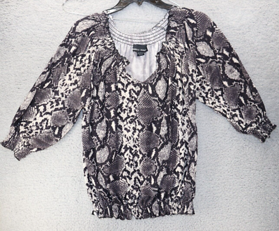 #ad Isabella Rodriguez Women#x27;s Off Shoulder Sweater Snake Animal Print Cream Blk L $17.50