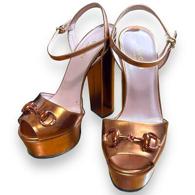 #ad Gucci sandals Enamel bronze Women#x27;s US 5.5 Authentic $259.99