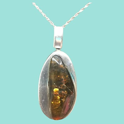 #ad Large Baltic Amber Sterling Silver Cognac and Yellow Amber 39 Grams 18” $194.98