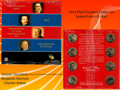 #ad 1 2012 Pamp;D PHILADELPHIA amp; DENVER US MINT SEALED PRESIDENTIAL 8 COIN DOLLAR SET $26.95