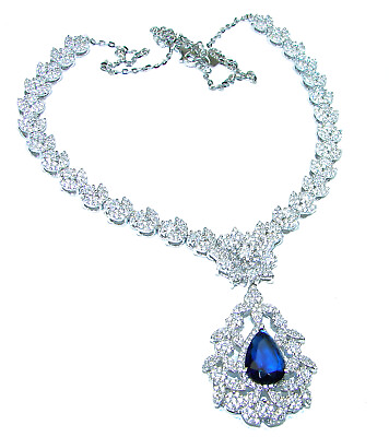 #ad Elegant Natural London Blue Topaz .925 Silver handcrafted Necklace $171.20