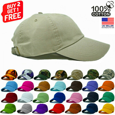 #ad Plain Adjustable Military Solid Washed Cotton Polo Style Baseball Cap Dad Hat $7.99