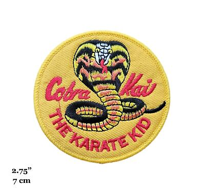 #ad Karate Kid Cobra Kai Snake Logo Symbol Yellow Round Embroidered Iron On Patch $4.99