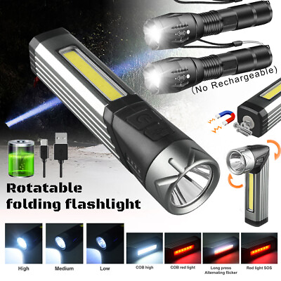#ad 1000000LM Rechargeable LED COB Work Light Mechanic Flashlight Lamp Magnetic Base $12.99