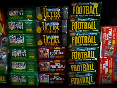 #ad Huge Bulk Lot of 100 Unopened Old Vintage NFL Football Cards in Wax Packs NEW $15.99