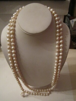 #ad MASSIVE PEARL NECKLACE 62quot; LONG HEAVY BBA 6 $147.50