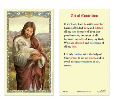 #ad Laminated Act of Contrition Prayer Holy Card Reconciliation Confession Catholic $2.79