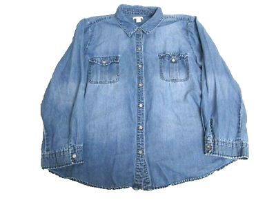 #ad Chicos Shirt Womens 4 2X Button Up Long Sleeve Denim Jean Tencel Plus Ladies $29.99