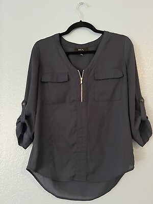 #ad women’s Blouse top. Navy Blue Great Condition. Button On Sleeves 100%polyester. $12.00