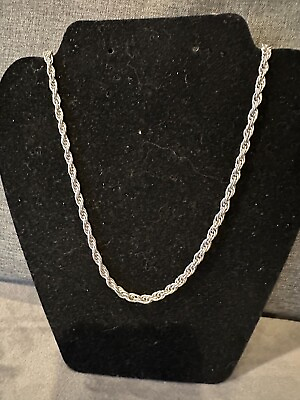 #ad Vintage Crown Trifari Necklace Thick Rope Chain in Silver Tone 23” 1970s $29.50