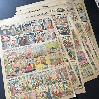 #ad Mickey Mouse amp; Donald Duck Sunday Pages Walt Disney 13 Strips 1956 amp; 1959 Full $71.53