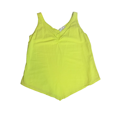 #ad Maria De Guadalajara Yellow Neon Sleeveless Cotton Top Blouse Size Large $32.95