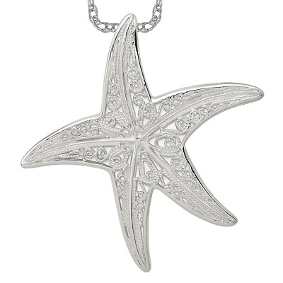 #ad 925 Sterling Silver Starfish Necklace Charm Pendant $127.00