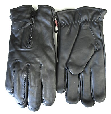 #ad LEATHER BLACK ZIPPER LINING GLOVES $24.99