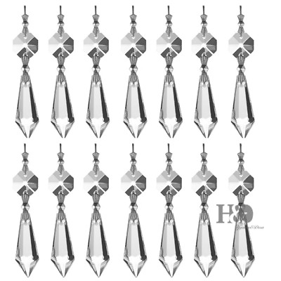 #ad 20 Clear Crystal Chandelier Lamp Icicle Prisms Parts Hanging Drops Pendants 38mm $9.39