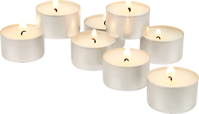 #ad Stonebriar White Long Unscented Tea Light Candles 8 Hour Extended Burn Tim 50 Ct $16.99