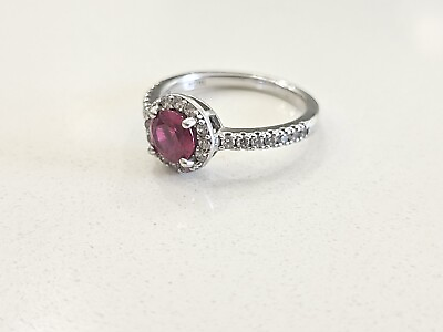 #ad Vintage Sterling Silver 925. Zirconia Faux Ruby Ring Size 7.75 Southwest Estate $35.00