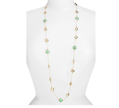 #ad Melinda Maria Women#x27;s Long Station Necklace Gold Chrysoprase 1460 $188.48