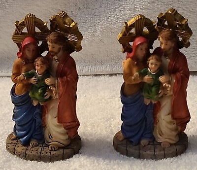 #ad HOLY FAMILY BABY JESUS VIRGIN MARY SAINT JOSEPH RELIGIOUS FIGURINE SET OF 2 $14.55