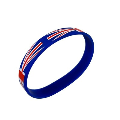 #ad Union Jack British Blue Red White Rubber Bracelet $4.50