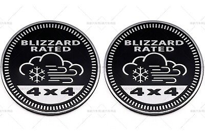 #ad 2pcs Metal BLIZZARD RATED 4x4 Automotive Fender Door Rear Round Badge 3D Emblem $14.99