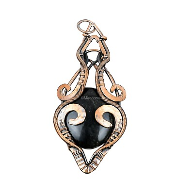 #ad Gift For Her Copper Silver Sheen Obsidian Jewelry Wire Wrapped Pendant 3.74 $23.08