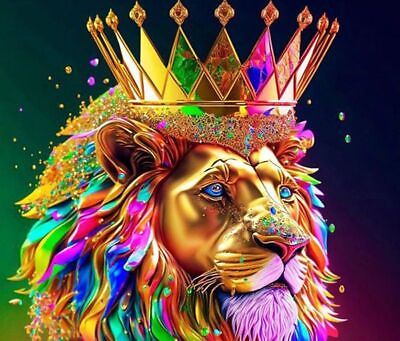 #ad Diamond Painting King Lion Colorful Artistic Design Embroidery House Decorations $234.59