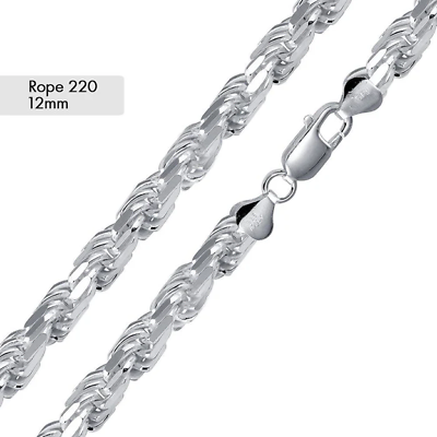 #ad Heavy Rope Chain Sterling Silver Real Solid 925 12MM Thick Men#x27;s Necklace $507.78