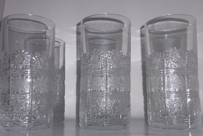 #ad Bohemia Czech Set of 6 Crystal Glasses 350ml 12 oz Hand Cut Queen Lace $169.00