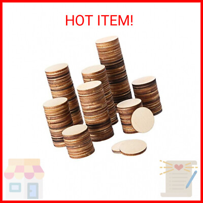 #ad 200 Pieces 1 Inch Unfinished Wood Slices Round Disc Circle Wood Pieces Wooden Cu $12.85