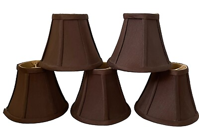 #ad #ad Dark Brown Faux Silk Clip On Chandelier Lamp Shades 3x6”. Set Of 5 $39.00