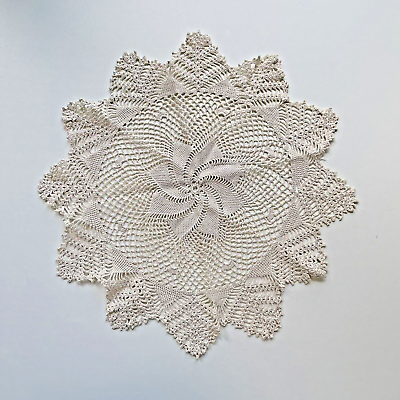#ad Hand Crochet Doily Cotton Dk Ivory 15quot; Diameter Vintage Lace Table Topper $5.00