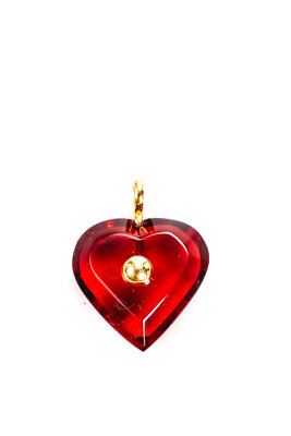 #ad Baccarat Womens Crystal Heart Pendant Red Gold Tone $158.59