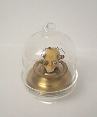 #ad Steampunk Skull Under Glass Dome Great For Halloween Display #2 $35.00